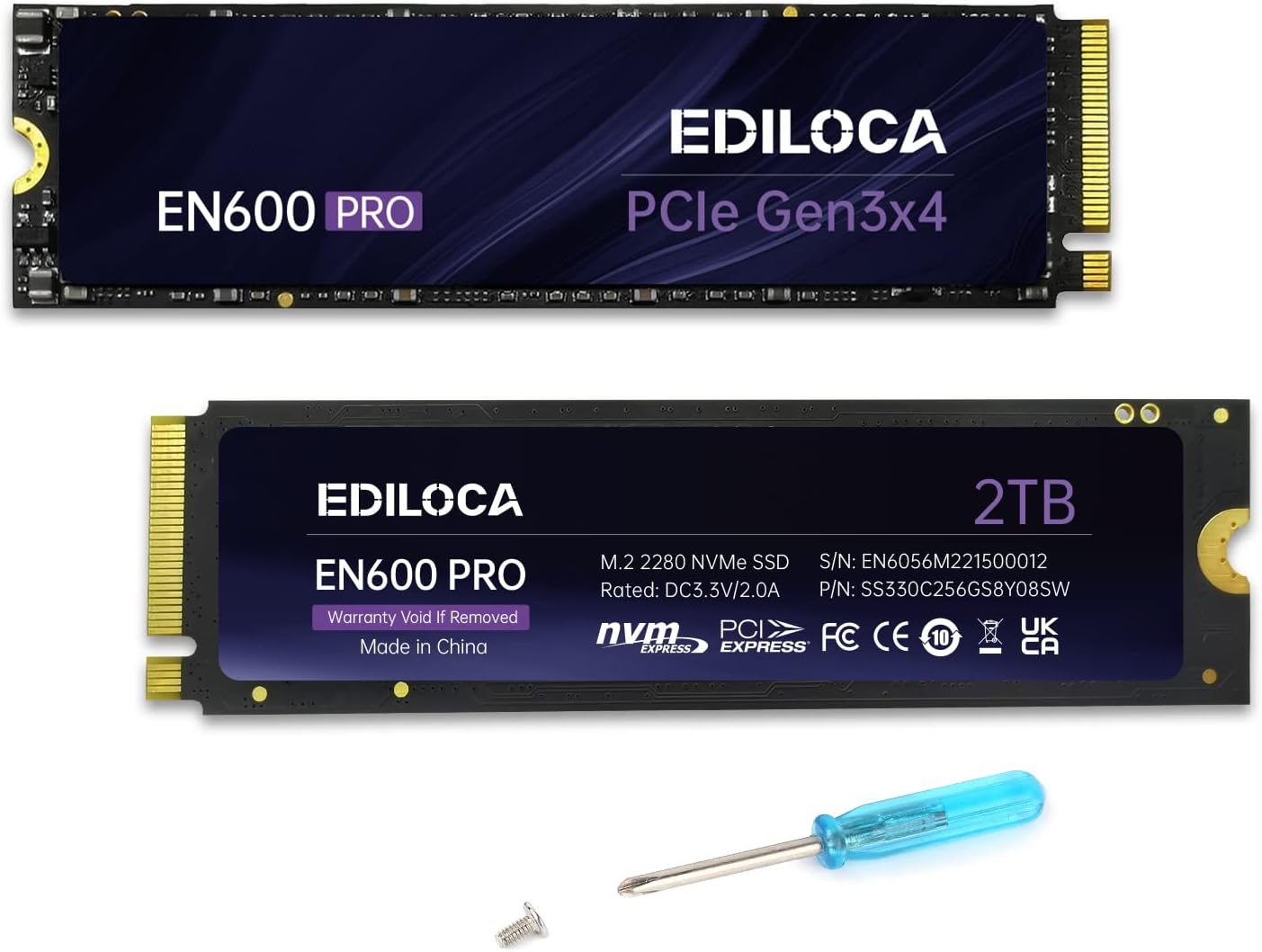 EN600 PRO SSD 2TB PCIe 3.0 Gen 3x4, NVMe M.2 2280, Up to 3500MB/s, Internal Solid State Drive, SLC Cache 3D NAND TLC, Graphene Cooling Sticker, Storage for PC, Desktop and Laptops