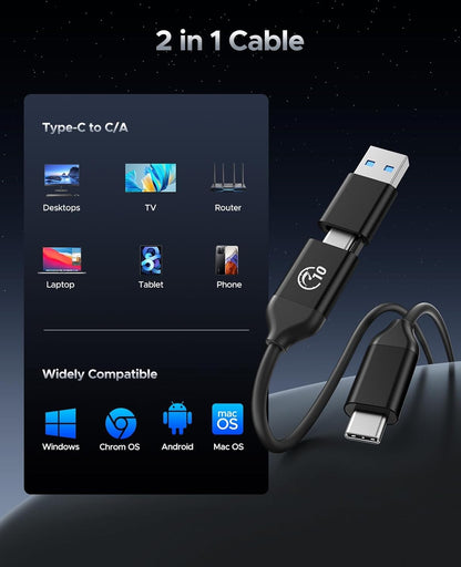 ORICO 256GB External SSD Up to 1050MB/s, Hanging Hole Design Portable Solid State Drive, USB C&A 2 in 1 Cable, Reliable Storage for Type-C Smartphone, Tablets, Laptops - C10