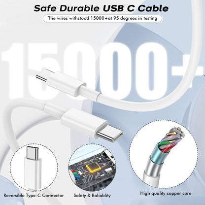Fast USB C Charger Block,3Pack Long 6FT USB C to USB C Cable iPad Cord 20W iPhone 16 15 Charger Fast Charging for iPhone 16/16 Pro/15/15Pro/Pro Max/Plus,iPad 10th,iPad Air 5/4th,iPad Mini 6th,iPad Pro