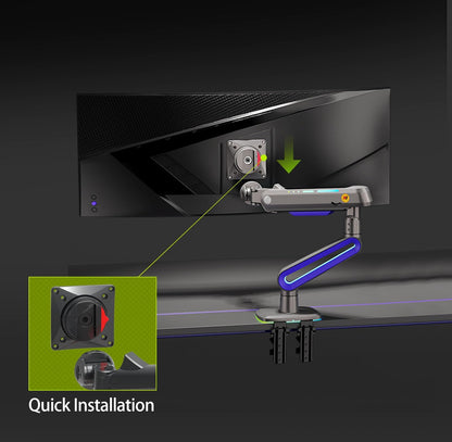 RGB Gaming Monitor-arm for Flat/Ultrawide/Curved Monitors 32 to 60 inch, Heavy Duty Stand Load up to 20 kg, VESA 75/100 mm Monitor-Mount G70-New