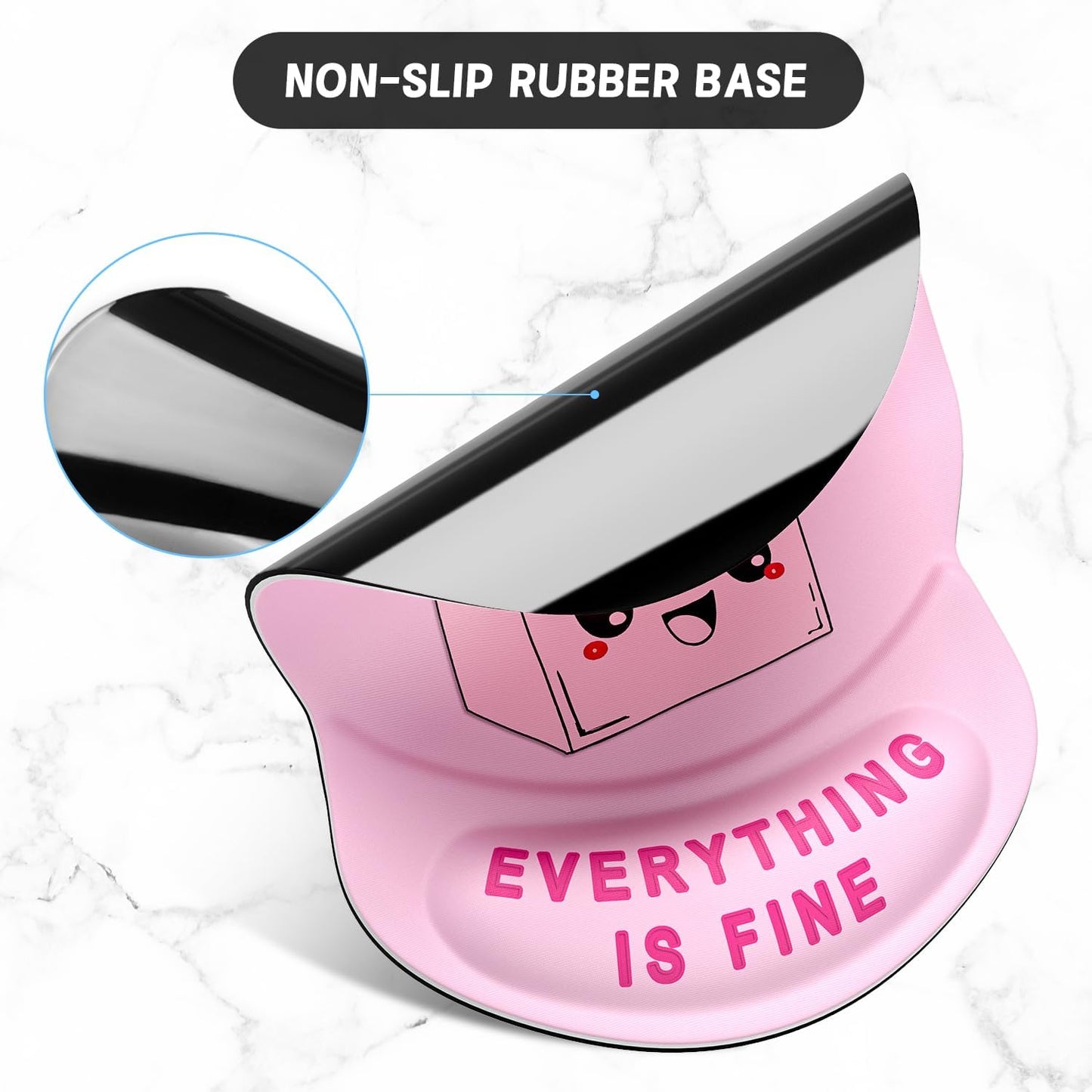 ITNRSIIET Ergonomic Mouse Pad with Gel Wrist Support Small Wrist Rest Smooth Surface Non-Slip PU Base Comfortable Office Supplies Pain Relief, 8.7 x 7.2 inches, Pink Cute Dumpster