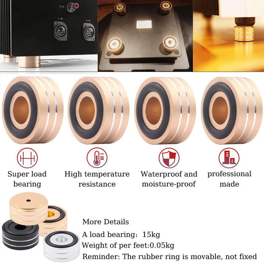 Tertullus 4 Pcs Speaker Feet Isolation 40x20mm Turntable Feet Aluminum Platform Speaker Spike Stand Floor Protectors Dampening Pad with Rubber Ring for Hi-fi Equipments