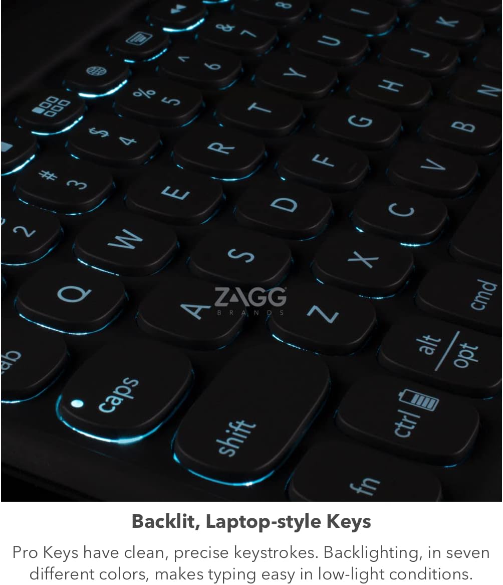 ZAGG Pro Keys Wireless Keyboard & Detachable Case for iPad Pro 12.9 - Backlit Keys, Apple Pencil Holder, 6.6ft Drop Protection