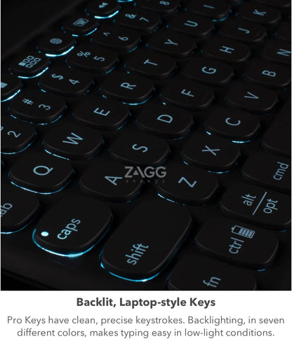 ZAGG Pro Keys Wireless Keyboard & Detachable Case for iPad Pro 12.9 - Backlit Keys, Apple Pencil Holder, 6.6ft Drop Protection