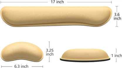 Dapesuom Enlarge Keyboard Wrist Rest, Memory Foam Wrist Cushion for Desk Mats Support, Cute Typing Pain Relief Keyboard Mouse Pad Rests Set with Non-Slip Base for Gaming Laptop Office, Navajo White