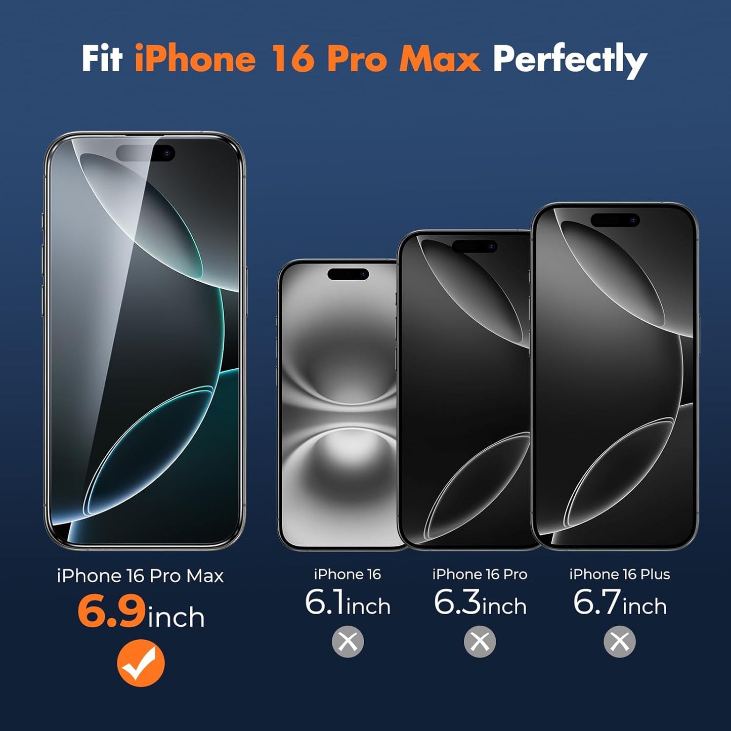 UNBREAKcable 3-Pack Screen Protector for iPhone 16 Pro Max [Military Grade Shatterproof] Tempered Glass Screen for Apple 16 Pro Max [9H Hardness][Full Coverage][Bubble Free][Easy Installation]