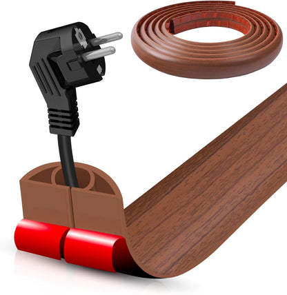 Floor Cord Cover Self Adhesive Cord Hider,20FT Cable Management, Extension Strip Protector for Wires, Prevent Cable Trips for Offices, Gyms, Exhibitions Cavity:0.39"(W) x0.27(H) Wood Red Teak