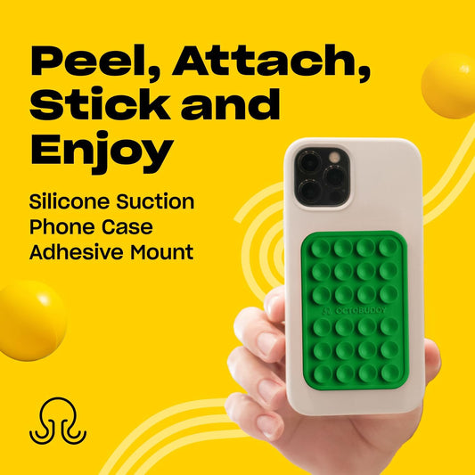 Classic - Silicone Suction Phone Case Adhesive Mount - Hands-Free, Strong Grip Holder for Selfies & Videos - iPhone & Android Compatible - 2.25″ x 3.25″, Spade Green