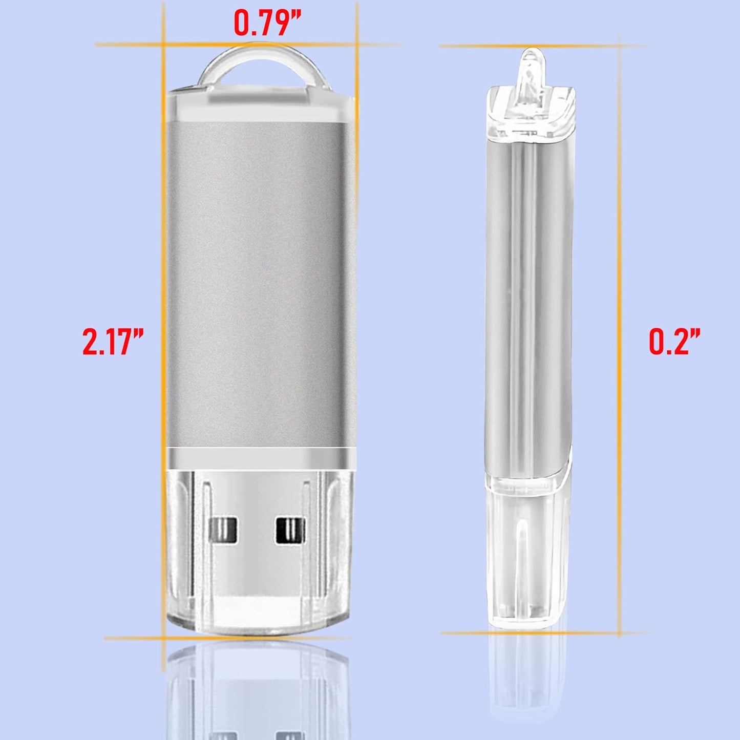 USB Thumb Drive 16GB Flash Drives 20 Pack, Nicepicten Memorias USB 2.0 Memory Stick FAT32 Flash Zip Drive 16 GB Jump Drives Multipack Pendrive with Landards and Lables (Sliver 16GB, 20 Pieces)