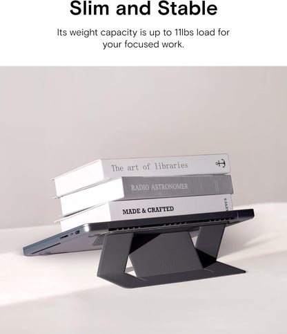 MOFT Laptop Stand for Desk, Adhesive MacBook Computer Stand with 2 Adjustable Viewing Angles, Foldable and Portable Laptop Riser Compatible with 11"-16" Laptops, Black