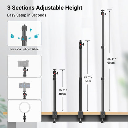 SmallRig Camera Desk Mount Table Stand, Adjustable Light Stand 15"-35", Tabletop C Clamp for DSLR Camera, Ring Light, Live Streaming, Photo Video Shooting