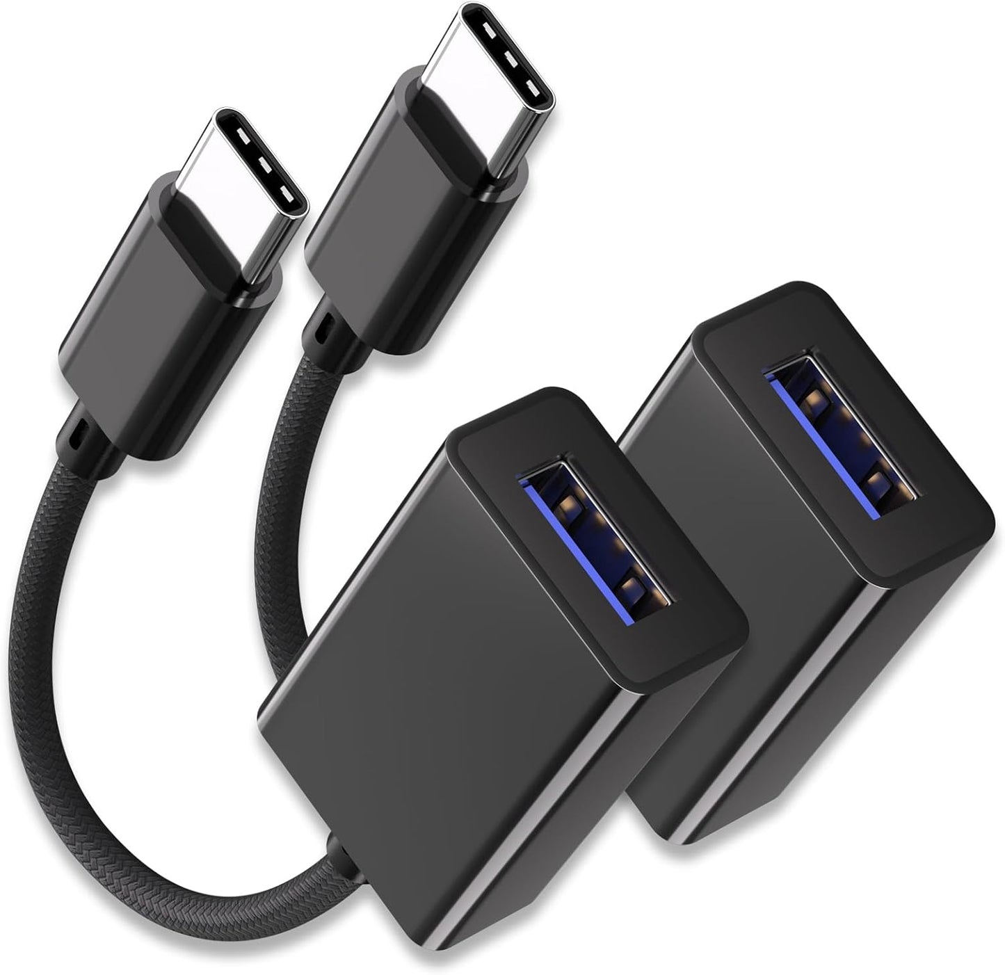 USB C to USB 3.0 Adapter [2 Pack], USB C Male to USB Female OTG Cable Thunderbolt3 to USB Adapter Compatible with MacBook Pro/Air, iPhone 16 Pro Max/16 Plus/16/15, Galaxy S24/S23/S22/S21