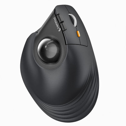 ProtoArc Vertical Wireless Trackball Mouse, EM05 NL Bluetooth Ergonomic Rollerball Mouse Rechargeable Computer Laptop Thumb Mice, 3 Device Connection, Compatible with iPad, Mac, Windows, PC-Gray
