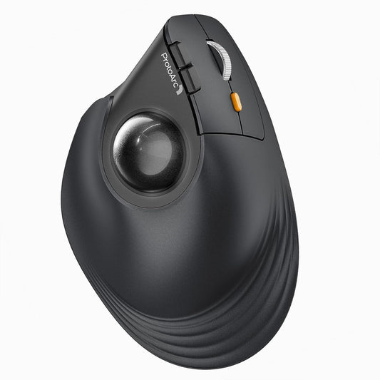 ProtoArc Vertical Wireless Trackball Mouse, EM05 NL Bluetooth Ergonomic Rollerball Mouse Rechargeable Computer Laptop Thumb Mice, 3 Device Connection, Compatible with iPad, Mac, Windows, PC-Gray