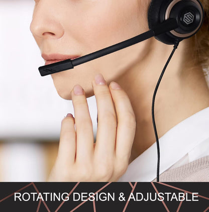 Headset with Microphone - Noise Canceling Computer Headset for Office, Meetings, Chat- Comfortable Over-Ear PC Headphones with Rotating Mic- 3.5 Jack for Universal Connectivity (1 Pack)