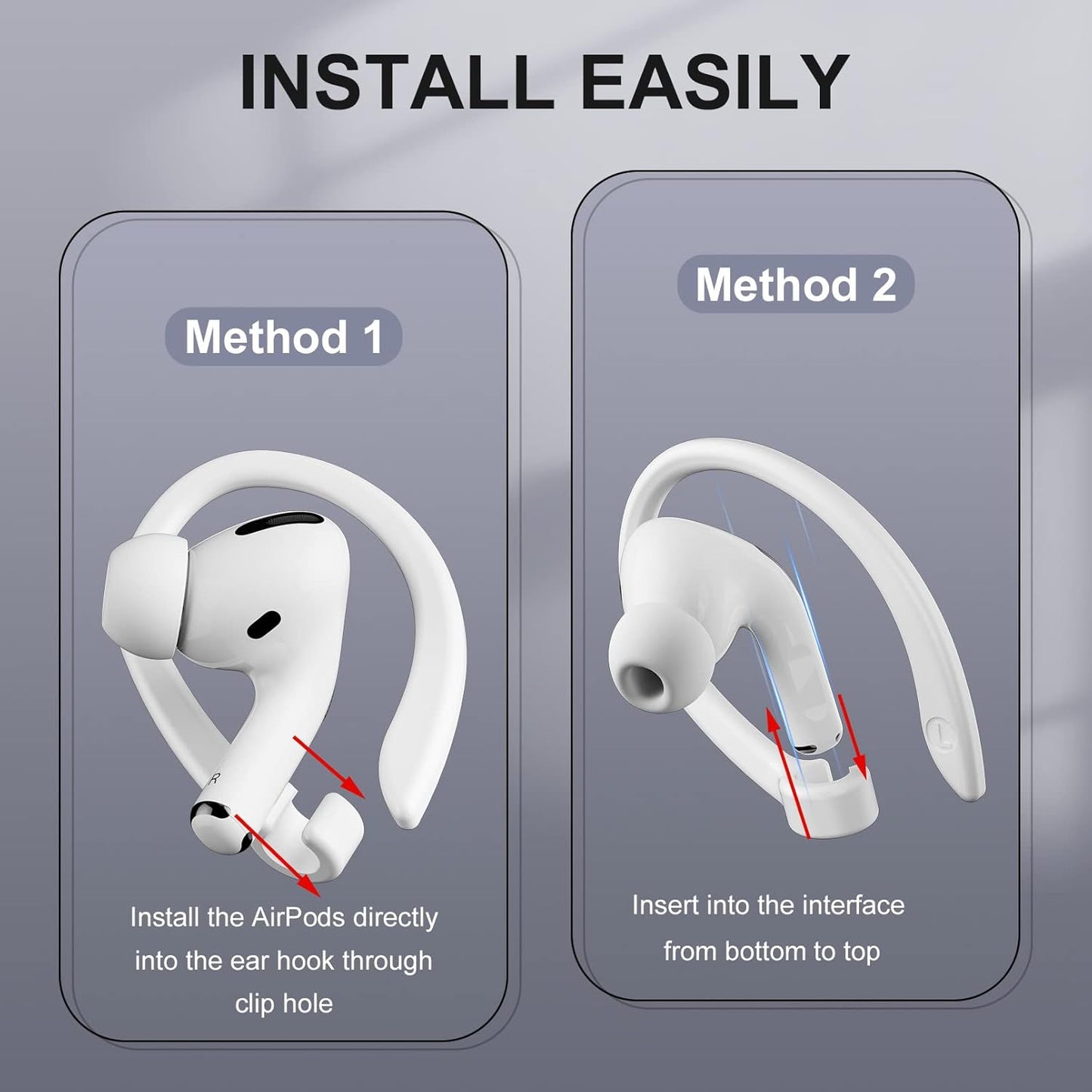 2 Pairs AirPods Ear Hooks for AirPods Pro 2, AirPods Pro, AirPods 4, 3, 2 & 1, Upgraded Anti Slip Sports Clip Hooks for AirPods 1, 2, 3, 4,Pro, Pro 2 – White
