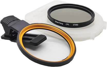 67mm Clip-on CPL Phone Camera Lens Filter, Polarized Camera Lens Filter CPL Filter for iPhone 16 15 Pro Max Plus 14 13 Pro Max Mini 12 11 X XS Galaxy