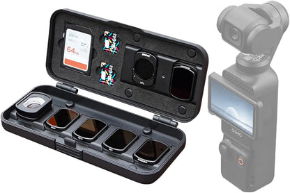 Filter Case for DJI Pocket 3, Magnetic Lens Filter Storage Case for DJI Osmo Pocket 3 Creator Combo Accessories, ND-UV-CPL Wide Angle Macro Lens TF/SD Card Organizer