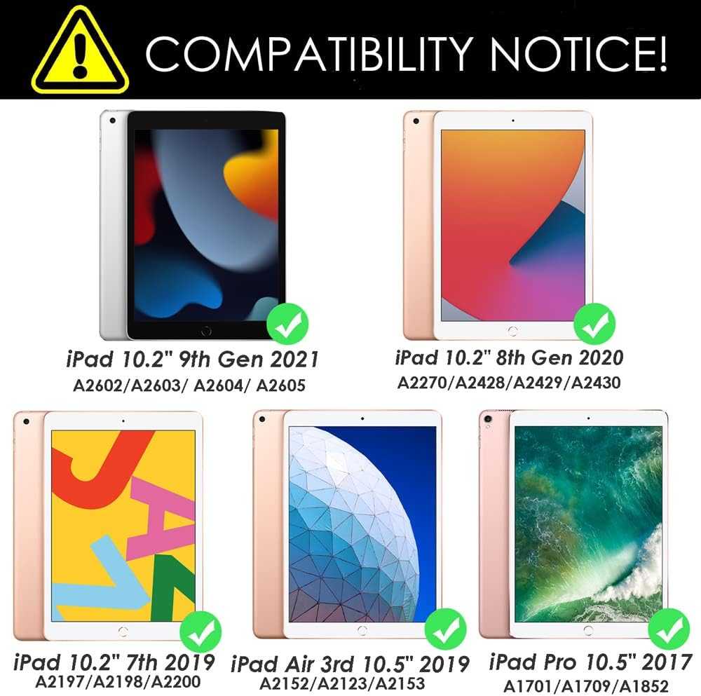 Trackpad iPad Keyboard Case for Apple iPad 10.2" 2021 9th&8th&7th Gen, Air 3,Pro 10.5-7 Color Backlight,Touchpad Detachable Slim Cover with Pencil Holder (10.2"/10.5",Black)