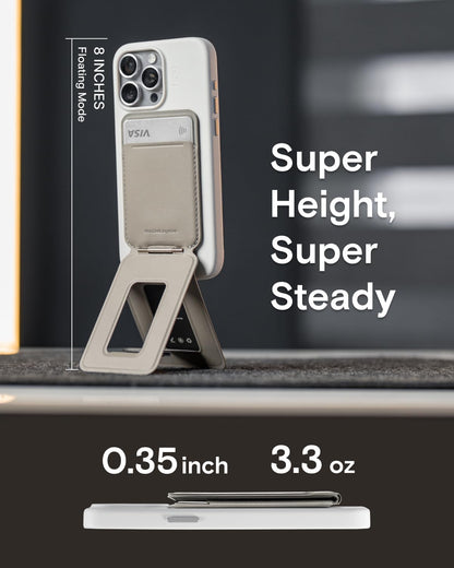 MOFT Phone Tripod Wallet, 3 in 1 Phone Stand MagSafe Wallet, NFC-Supported Magnetic Phone Stand, MOVAS Vegan Leather Adjustable Card Holder, Earthen Beige