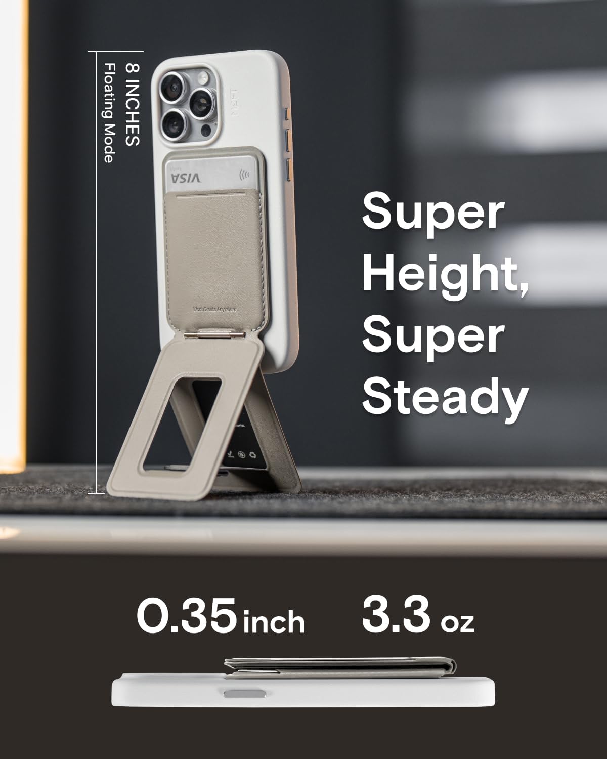 MOFT Phone Tripod Wallet, 3 in 1 Phone Stand, NFC-Supported Magnetic Phone Wallet, MOVAS Vegan Leather Adjustable Card Holder, Sunrise