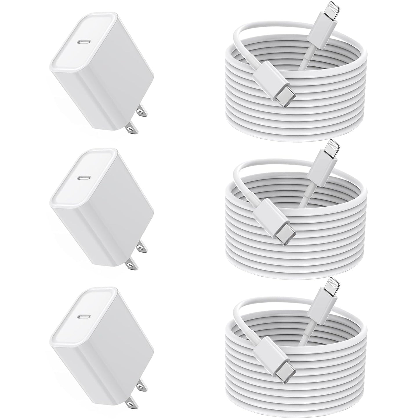 10FT iPhone Fast Charger,[Apple MFi Certified] 3Pack USB C Charger Block with 10 Foot Long Type C to Lightning Cable Cord Adapter Block Compatible with iPhone 14 Pro Max/14 Plus/13/12Mini/11/XS/X/iPad