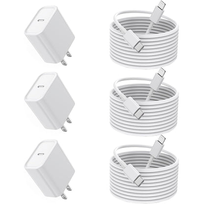 10FT iPhone Fast Charger,[Apple MFi Certified] 3Pack USB C Charger Block with 10 Foot Long Type C to Lightning Cable Cord Adapter Block Compatible with iPhone 14 Pro Max/14 Plus/13/12Mini/11/XS/X/iPad