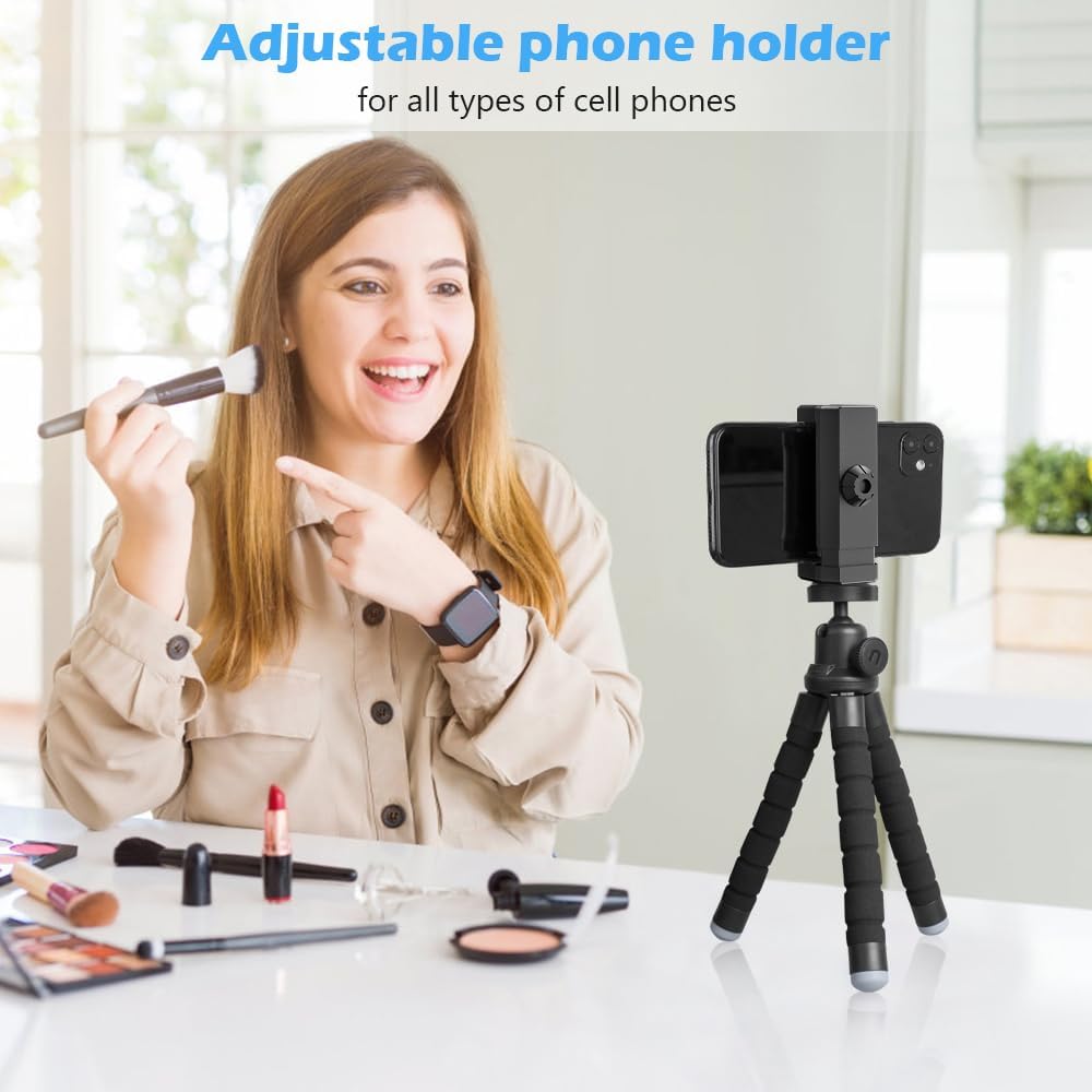 Ubeesize Phone Tripod, Portable and Flexible Tripods with Wireless Remote and Clip, Cell Phone Tripode Stand for Video Recording