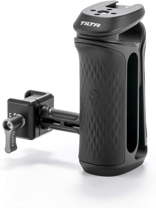Tilta Xeno Side Handle for Filmmakers & Cameras - Black | Secure Connection & Helps Prevent Rotation | Adjustable Height | Textured Silicone Grip | Convenient Assembly (NATO)
