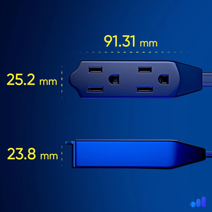 Maximm Cable 2 Ft 360° Rotating Flat Plug Extension Cord, 16/3 AWG Multi 3 Outlet 3-Prong Grounded Wire- Black - UL Certified