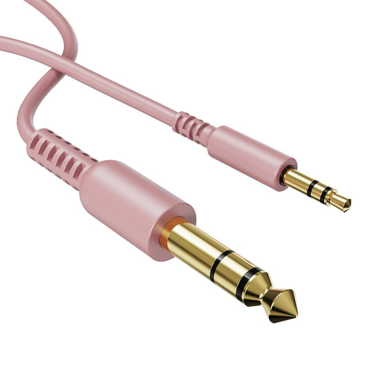 OneOdio 6.35mm to 3.5mm 6.6-9.8FT Stereo Adapter Cable Compatible with AMPs, Electronic Keyboards, Mixers, Guitars and Pro10/Pro30/Pro50 Headphones of OneOdio- Rose Gold