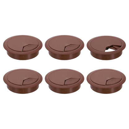 uxcell 6 Pcs 80mm (3.15 Inch) Desk Grommet, Plastic Cable Hole Cover, Wire Cord Cable Organizer for Home Office Computer Desk Cabinet, Brown