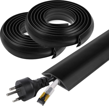20 FT Floor Cord Cover, Cord Covers for Wires on Floor, Cord Protector, Floor Cable Cover, Hide Extension Cord Covers for Floor, Cable Cavity: 0.47" (W) x 0.29" (H), Black