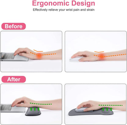 MOSISO Wrist Rest Support for Mouse Pad & Keyboard Set, Ergonomic Mousepad Non-Slip Base Home/Office Pain Relief & Easy Typing Cushion with Neoprene Cloth & Raised Memory Foam, Space Gray