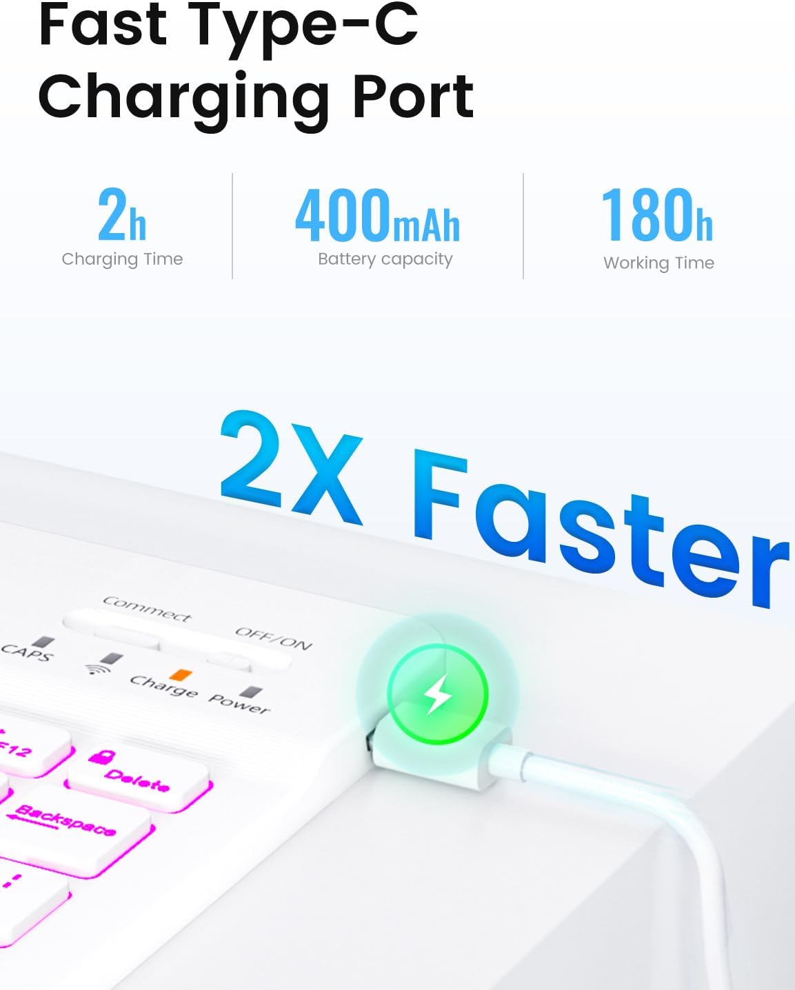 OYEEICE for iPad 9th Generation Case with Keyboard 10.2'' - 7 Color Backlit Wireless Keyboard Cover with Pencil Holder for iPad 9th/8th/7th Gen 10.2 inch, iPad Air 3rd Gen & iPad Pro 10.5" - Purple