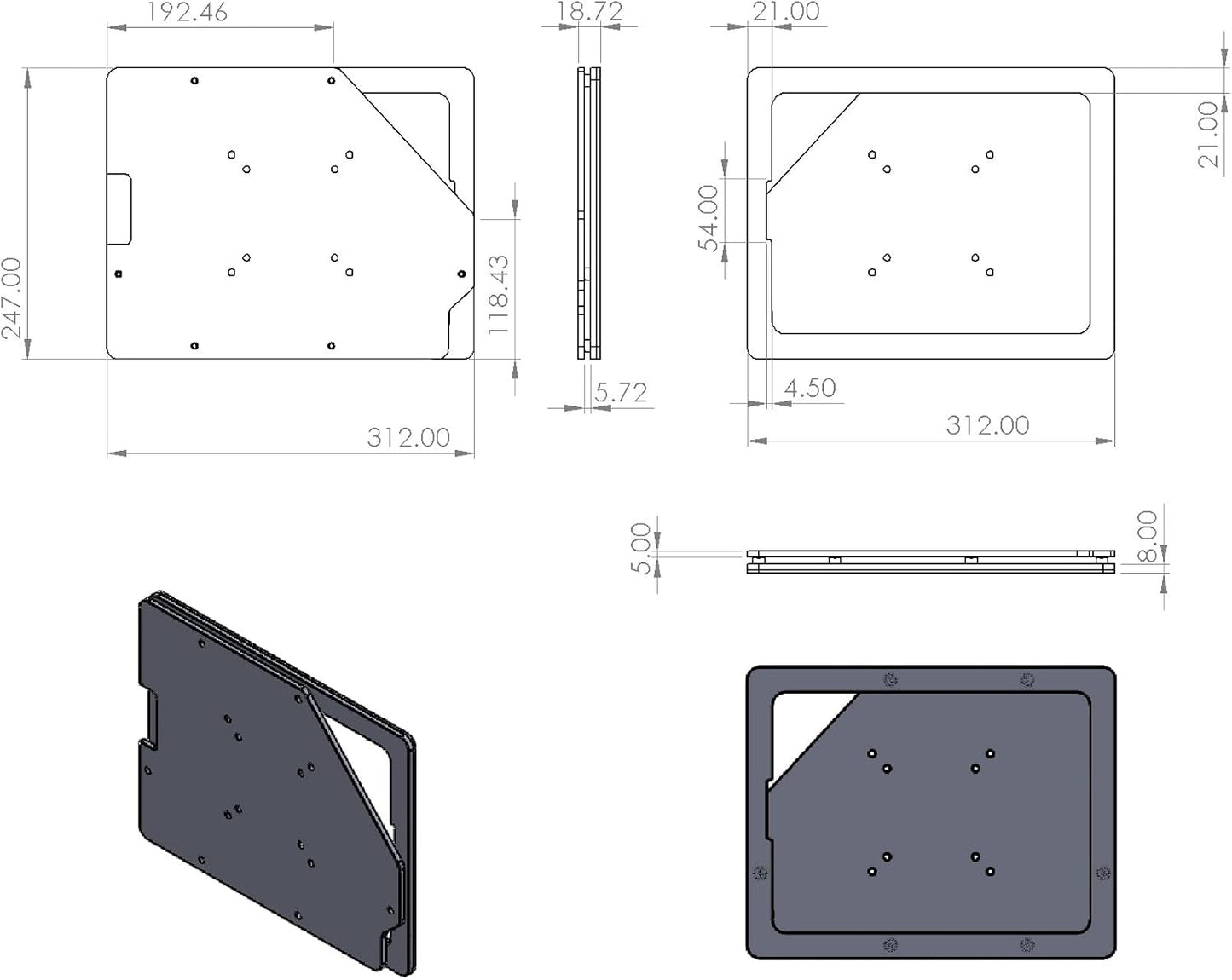 TABcare Anti-Theft Acrylic VESA Enclosure for Apple iPad Pro 12.9" 2018 2020 2021 with Free Wall Mount Kit & 90-Degree Angle USB C Cable (iPad Pro 12.9" 3/4/5, Black)