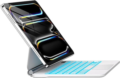 for iPad Pro 13 Inch Case with Keyboard (M4, 2024)，Magic-Style Magnetic – 7 Colors Backlight -Floating Cantilever Stand - Multi-Touch Trackpad Keyboard Case for iPad Pro 13 (White)