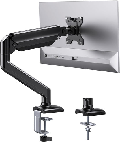 ErGear Single Monitor Arm for 13-34 inch Screens, Adjustable Gas Spring Monitor Mount Holds up to 22 lbs, Computer Monitor Stand with VESA Mount, C-Clamp & Grommet Base, Max VESA 100x100mm,