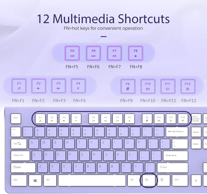 Computer Keyboard Wired, Plug Play USB Keyboard, Low Profile Chiclet Keys, Large Number Pad, Caps Indicators, Foldable Stands, Spill-Resistant, Anti-Wear Letters for PC Laptop (Purple, 1-Pack)