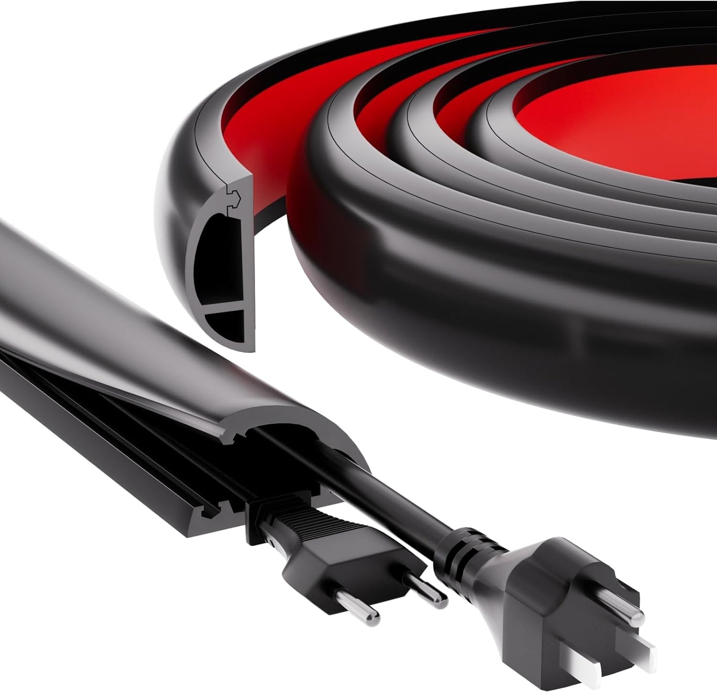 9.8ft Floor Cord Cover, Silicone Wire Hider, Hide Extension Cords, Protect Cords, Prevent Cable Trips, Heavy-Duty Adhesive-Backed Anti-Trip Cable Protector for Floor, Desk & Wall