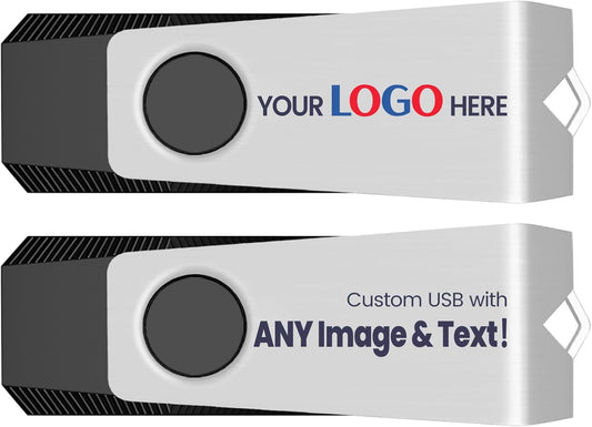 Customizable Flash Drives 64GB, Wooolken Personalized USB 2.0 Drive 10/20/50/100 Pack, Custom Thumb Drive Engraved Logo USB Drive (Mixcolors)