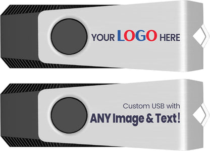 Customizable Flash Drives 1GB, Wooolken Personalized USB 2.0 Drive 10/20/50/100 Pack, Custom Thumb Drive Engraved Logo USB Drive (Mixcolors)