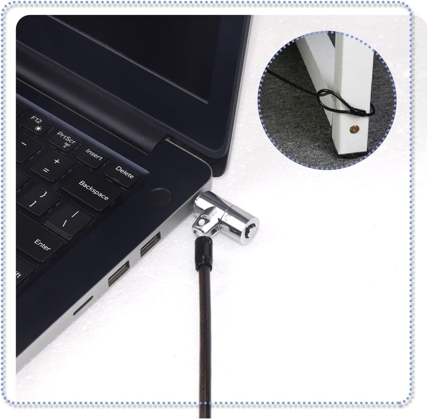 I3C Laptop Cable Lock Hardware Security Cable Lock Anti Theft 6.7FT Cable Lock Compatible with Laptop Anti-Theft Security Locking Cable Compatible for Wedge Type Slot(6 * 2.5mm)