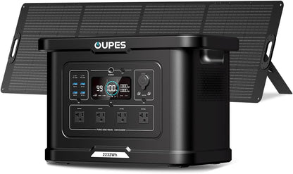 OUPES Exodus 2400 Solar Generator with a 240W Panel, 2400W / 2232Wh Portable Power Station with APP Control & UPS for RV, Home Backup, Professional Outdoor Use