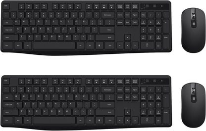 Wireless Keyboard and Mouse Combo, Lovaky 2.4G Full-Sized Ergonomic Keyboard, 3 DPI Adjustable Cordless USB Mouse, Quiet Click for Computer/Laptop/Windows/Mac (2 Pack, Black)