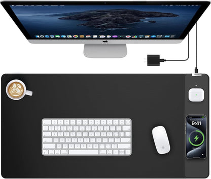 TopMade Mouse Pad with 15W Wireless Charging, Waterproof Gaming Mousepad with Ultra-Smooth Surface, Non-Slip Base, 31.5"x15.75" XXL Large Desk Pad (Includes 20W PD Power Adapter & 6.56ft Woven Cable)