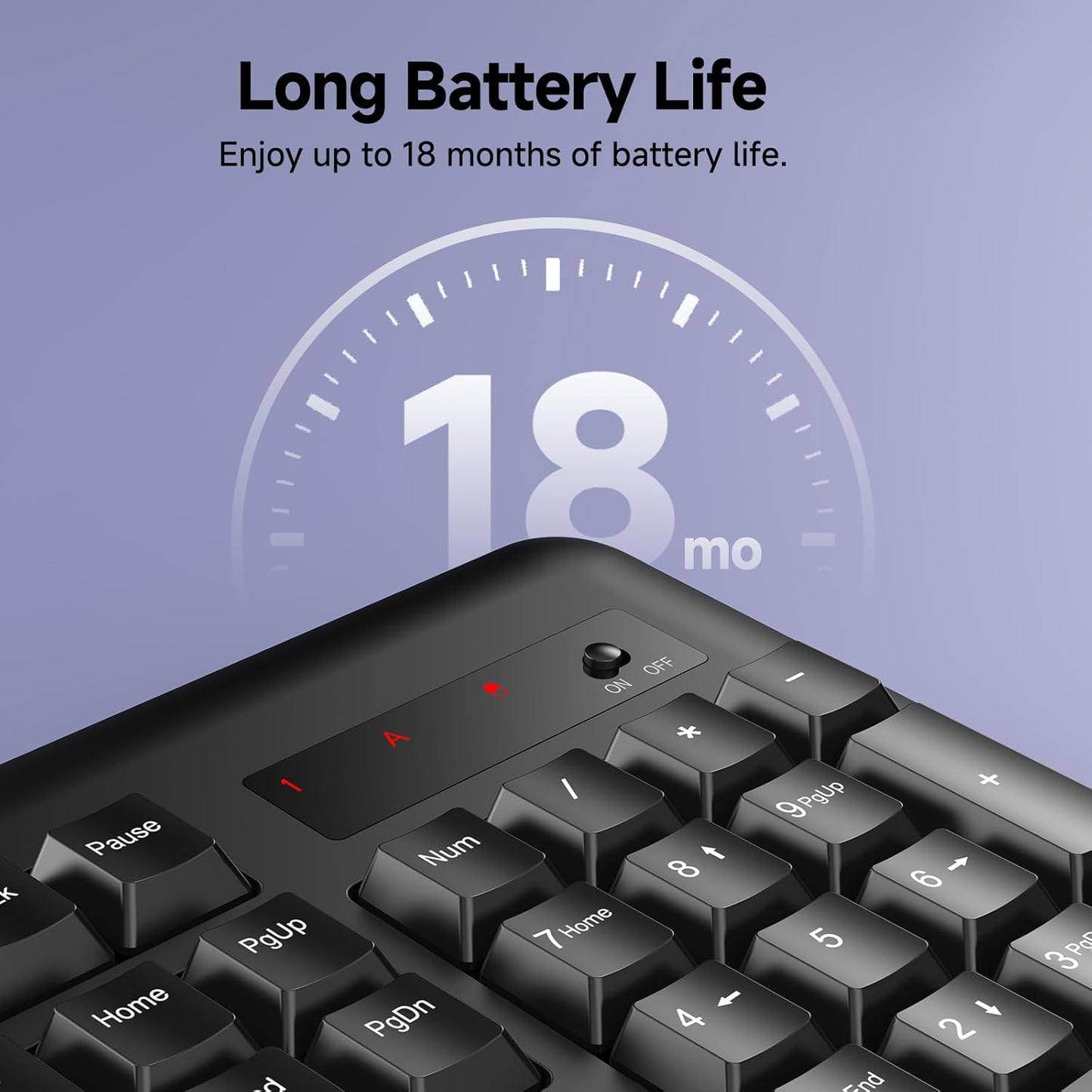 Redragon BK-7367 2.4G Wireless Keyboard, Membrane Computer Keyboard with 10 Individual Multimedia Keys, Spill Resistant Adjustable Kickstand AA Battery