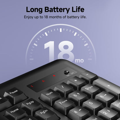 Redragon BK-7367 2.4G Wireless Keyboard, Membrane Computer Keyboard with 10 Individual Multimedia Keys, Spill Resistant Adjustable Kickstand AA Battery