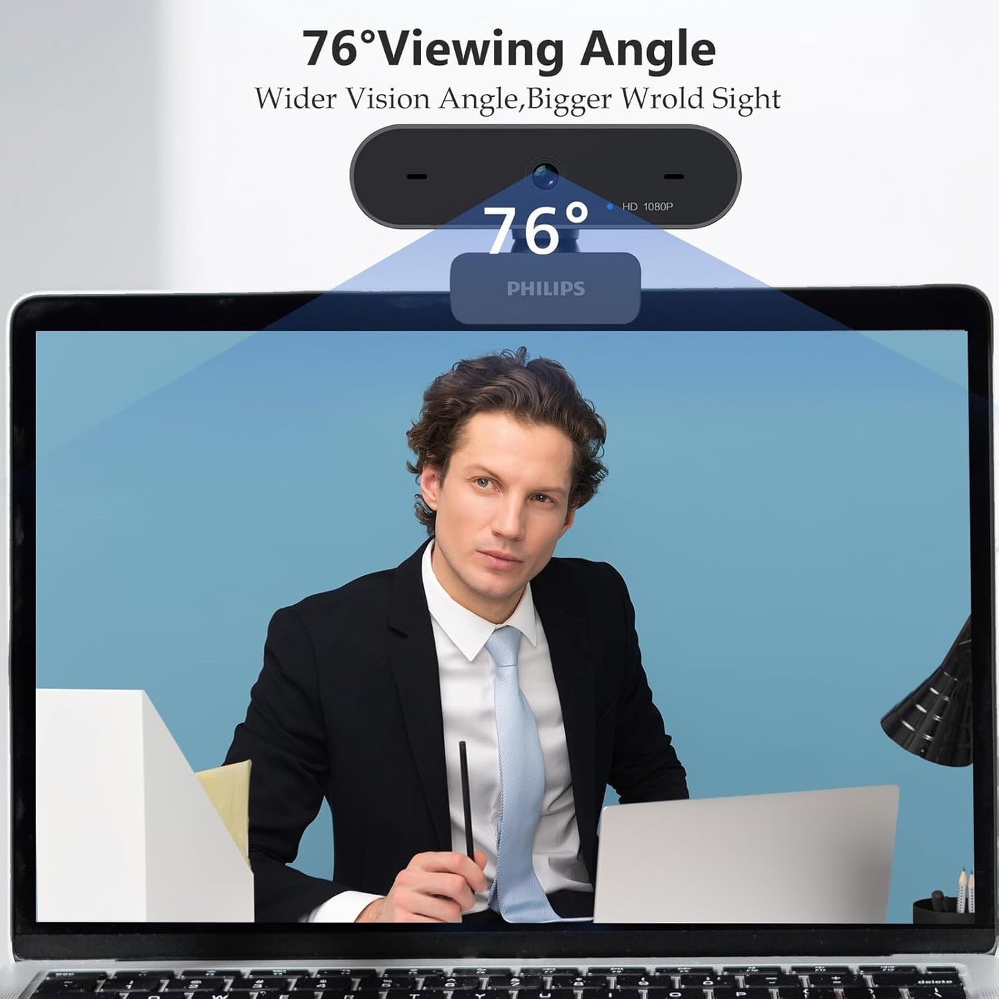 PHILIPS HD 1080P Webcam Camera for PC, SPL6208 Web Camera for Laptop, Dual Microphone Streaming Webcam for Clear Stereo Audio, Plug and Play USB Webcam for Zoom/Skype/Teams, Conferencing and Video