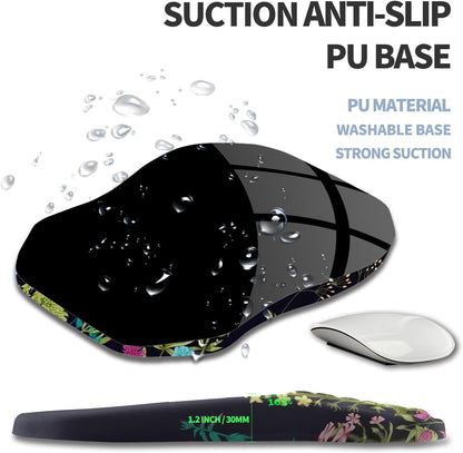 Ergonomic Raised Mouse Pad Wrist Support with Bilateral Slope Memory Foam Mousepad for Wrist Rest and Carpal Tunnel Pain Relief 11.8x7.9〃Midnight Flowers